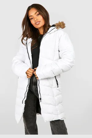 Boohoo Faux Fur Hooded Panelled Parka Coat - - 12