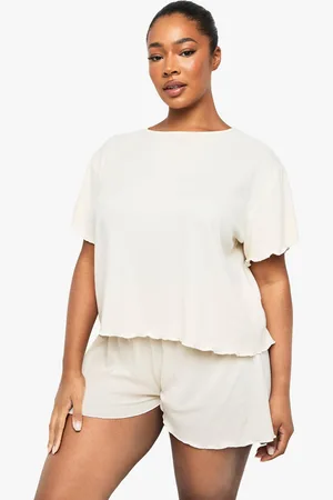 Boohoo Plus Brushed Rib T-Shirt & Short Pj Set - - 16