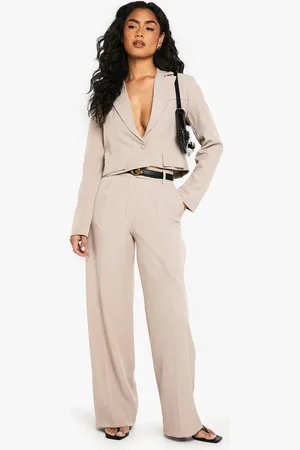Boohoo Button Detail Fluid Wide Leg Trousers - - 8