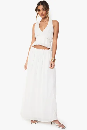 Boohoo Low Rise Pleated Sweeping Maxi Skirt - - 6