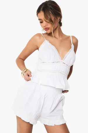 Boohoo Lace Insert Woven Cami Top - - 6