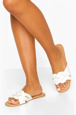 Boohoo Wide Fit Woven Strap Sliders - - 5