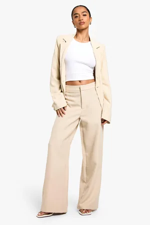 Boohoo Petite Textured Wide Leg Trouser - - 6
