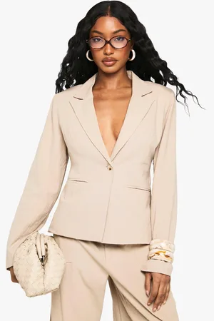 Boohoo Tailored Linen Look Single Breast Blazer - - 8