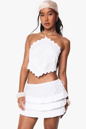 Boohoo Cotton Poplin Patchwork Halterneck Cami Top - - 6