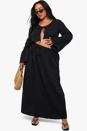 Boohoo Plus Cheesecloth Tie Maxi Skirt - - 16