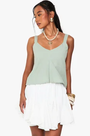 Boohoo Linen Look Cropped Cami Top - - 6