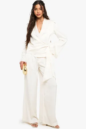 Boohoo Satin Pleated Wide Leg Trouser - - 6