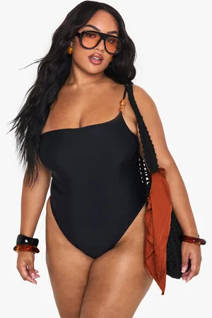 Boohoo Plus Resin Stone One Shoulder Swimsuit - - 16