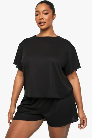 Boohoo Plus Brushed Rib T-Shirt & Short Pj Set - - 16