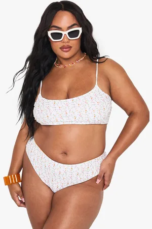 Boohoo Plus Ditsy Floral Triangle Bikini Top - - 16
