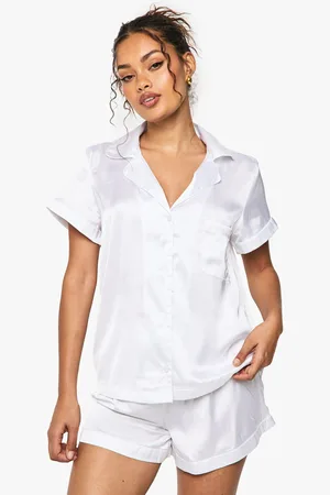 Boohoo Bridal Short Sleeve Shirt & Short Satin Pyjama Set - - 6