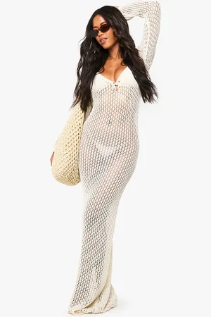 Boohoo Crochet Maxi Beach Dress - - 8
