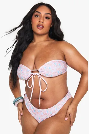 Boohoo Plus Shell Print Trim Bandeau Top - - 16