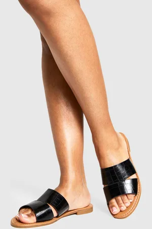 Boohoo Croc Peep Toe Sliders - - 5