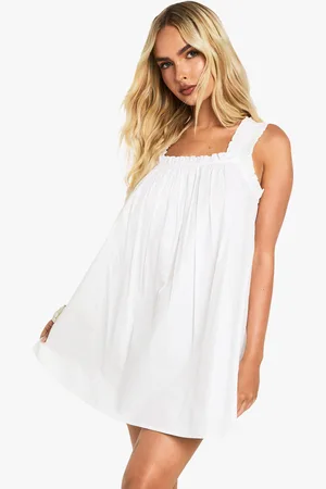 Boohoo Cotton Poplin Strappy Mini Dress - - 8