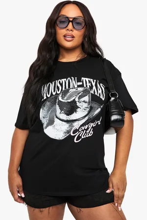 Boohoo Plus Cowgirl Hat Oversized Printed T-Shirt - - 16
