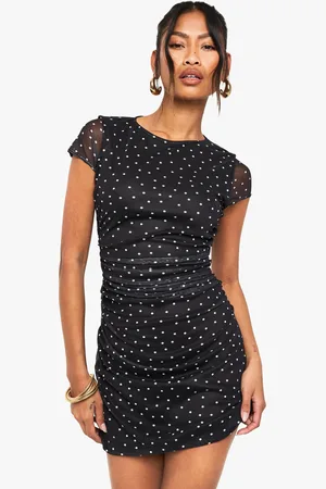 Boohoo Polka Dot T-Shirt Mini Dress - - 8