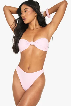 Boohoo Swimwear Essentials Knot Bandeau Bikini Top - - 6