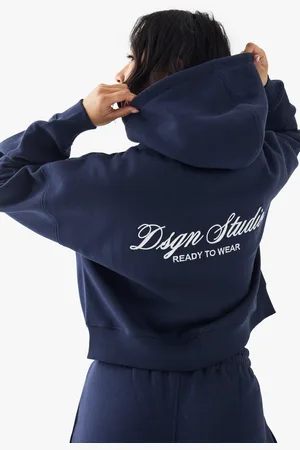 Boohoo Dsgn Studio Embroidered Script Zip Through Hoodie - - S