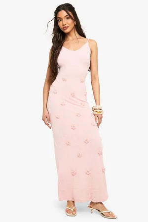 Boohoo Knitted Flower Detail Crochet Maxi Dress - - 8