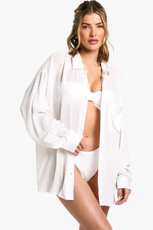 Boohoo Beachwear Essentials Oversized Shirt - - S