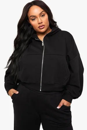 Boohoo Plus Balloon Sleeve Zip Up Hoodie - - 16