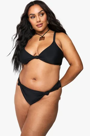 Boohoo Plus Padded Knot Front Detail Bikini Top - - 16