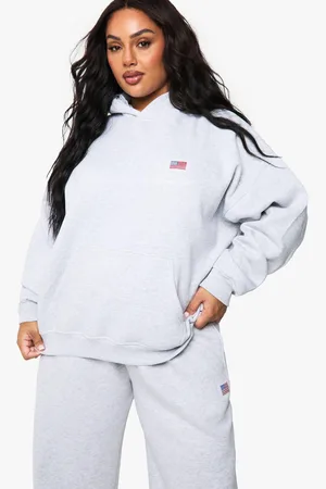 Boohoo Plus Usa Flag Embroided Oversized Hoodie - - 16