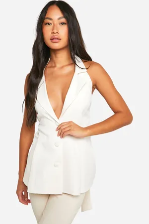 Boohoo Pep Hem Seam Detail Bow Back Waistcoat - - 6