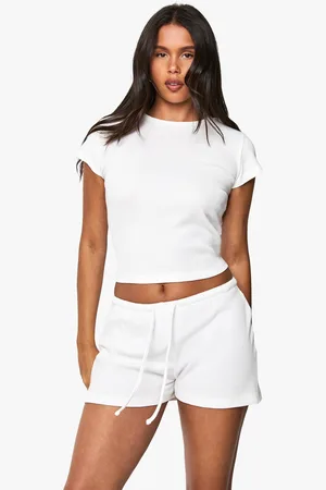 Boohoo Waffle Tie Waist Shorts - - 6