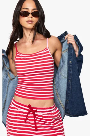 Boohoo Rib Strappy Crop Cami Top - - 6