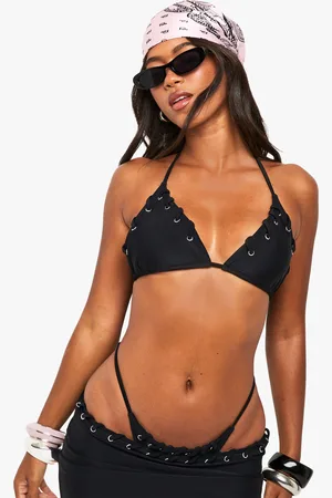Boohoo Eyelet Detailed Triangle Bikini Top - - 6