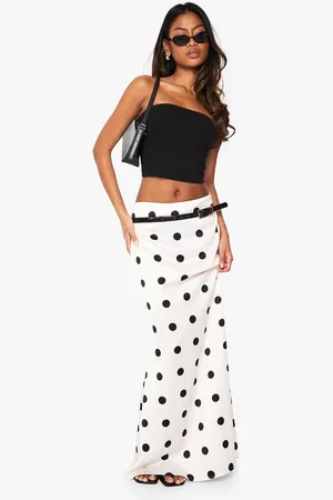 Boohoo Satin Polka Dot Maxi Skirt - - 6