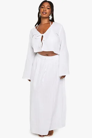Boohoo Plus Cheesecloth Tie Maxi Skirt - - 16