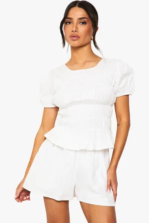 Boohoo Petite Shirred Poplin T-Shirt And Short Co Ord - - 6