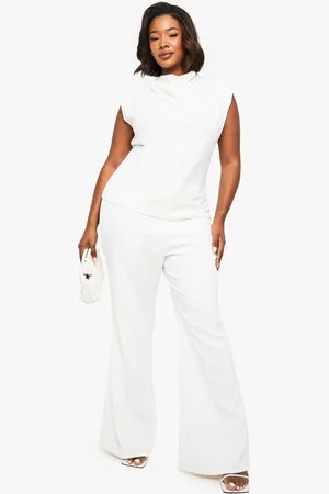Boohoo Plus Cowl Neck Crepe Shoulder Pad Blouse - - 16