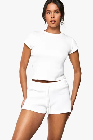 Boohoo Waffle Tie Waist Runner Shorts - - 6