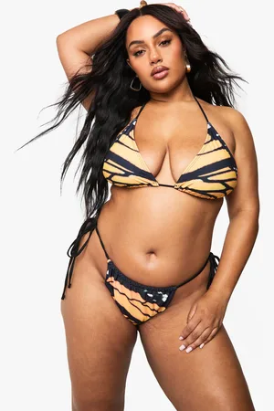 Boohoo Plus Butterfly Overszied Print Triangle Bikini - - 16