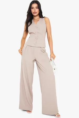 Boohoo Tall Pleat Detail Wide Leg Tailored Trouser - - 8