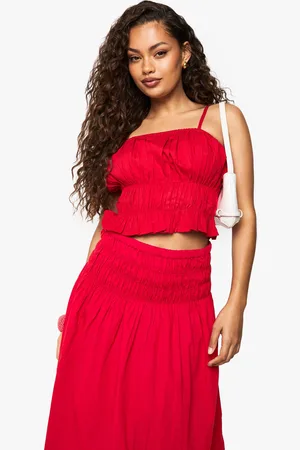 Boohoo Shirred Cotton Poplin Cami Top - 6