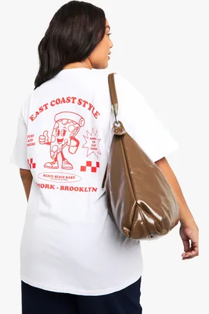 Boohoo Plus East Coast Style Pizza Oversized T-Shirt - - 16