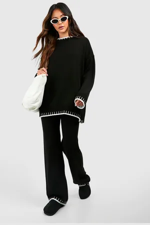 Boohoo Contrast Stitch Detail Knitted Co-Ord - - S