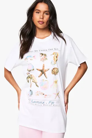 Boohoo Under The Sea Shells Oversized T-Shirt - - S