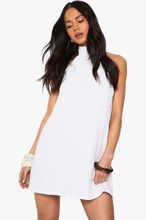 Boohoo Cheesecloth Halterneck Mini Dress - - 8