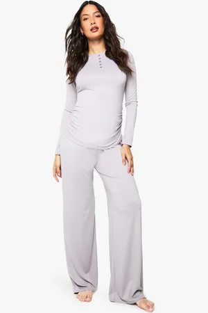 Boohoo Maternity Button Down Nursing Lounge Set - - 8