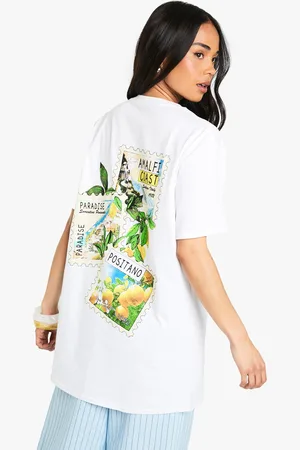 Boohoo Amalfi Coast Postcard Oversized Tshirt - - S