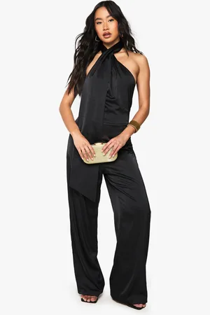 Boohoo Satin Scarf Detail Jumpsuit - - 8