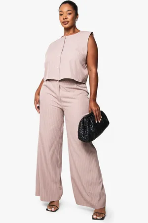 Boohoo Plus Wide Leg Pinsripe Trouser - - 16