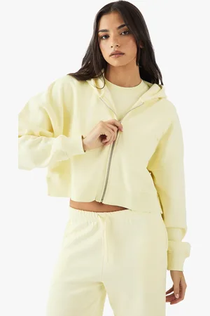 Boohoo Dsgn Studio Embroidered Zip Through Boxy Crop Hoodie - - S
